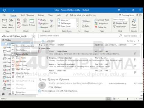 Delete the Secretary subfolder located in your Inbox (moving it to the Deleted items folder).