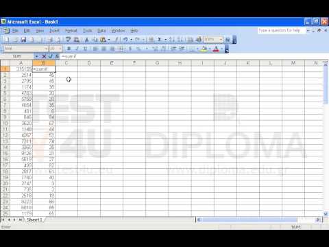 Insert the appropriate function in the cell A1 to sum up values greater than or equal to 5000 in the cell range A2:A100.
Insert the appropriate function in the cell B1 to sum up the cells, the corresponding cells of which in column A display a value greater than or equal to 5000, in the cell range B2:B100. Insert the appropriate function in the cell A1 to sum up values greater than or equal to 5000 in the cell range A2:A100.
Insert the appropriate function in the cell B1 to sum up the cells, the corresponding cells of which in column A display a value greater than or equal to 5000, in the cell range B2:B100.