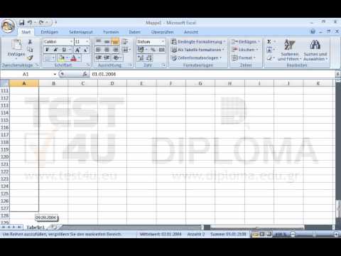 Erweitern Sie die Formel vom Zellbereich A1:A2 und fügen Sie die Datumsangaben bis zum Datum 1.1.2005 automatisch ein. 