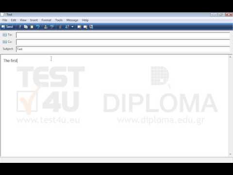 Create a new email message with subject Test and enter the text The first exercise in the main body of the message and send it to the INFOlearn contact group.