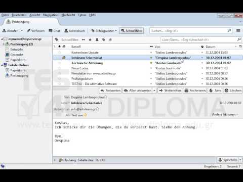 Löschen Sie die Nachricht von Despina Lampropoulou, die sich im Ordner Posteingang befindet. 