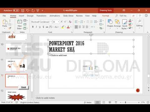 Navigate to the POWERPOINT 2016 slide and insert a new slide in [T=Title and Content] layout. Then enter the text POWERPOINT 2016 Market Share as title of the new slide. 
Apply 44pt font size to the text POWERPOINT 2016 and place it in the 1st line of the title. Then apply 28pt font size to the text Market Share and place it in the 2nd line of the title.