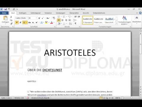 Richten Sie den Absatz, der mit dem Text ÜBER DIE DICHTKUNST beginnt, zentriert aus. Richten Sie den Absatz, der mit dem Text ÜBER DIE DICHTKUNST beginnt, zentriert aus.