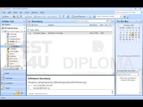 Delete all email messages which appear in the Secretary folder located in your Inbox. Delete all email messages which appear in the Secretary folder located in your Inbox.