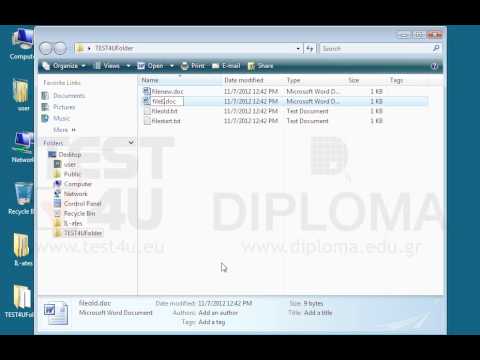 Rename the file fileold.doc, contained in the TEST4UFolder folder on your desktop, under the name fileExtraData2004.doc