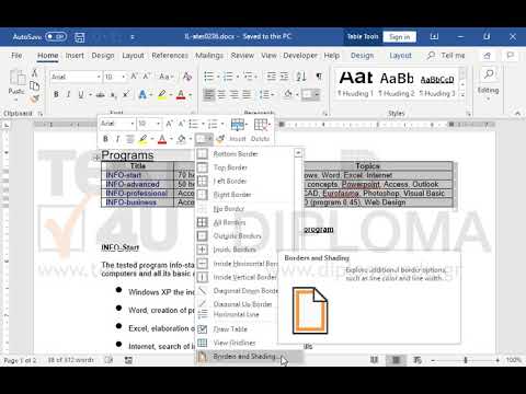 Navigate to the table of the first page of the current document and remove all borders. Then apply single outside border of 6pt width.