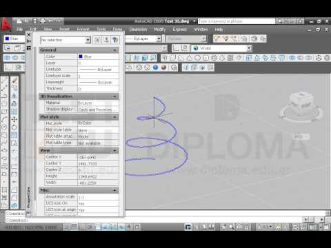 Open the file named TEST 35.dwg from the folder IL-ates\CAD of your desktop, and apply Twist CW (clockwise) to the spiral line. Open the file named TEST 35.dwg from the folder IL-ates\CAD of your desktop, and apply Twist CW (clockwise) to the spiral line.
