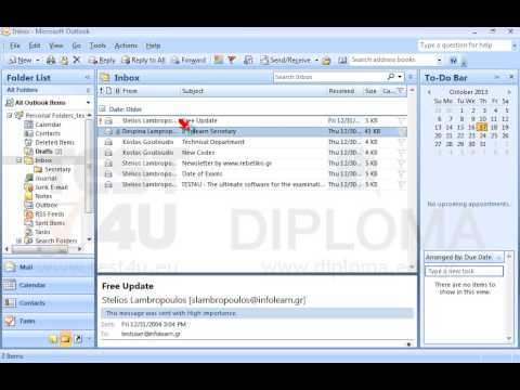 Copy the email with the subject Infolearn Secretary located in your Inbox to the Secretary subfolder. Copy the email with the subject Infolearn Secretary located in your Inbox to the Secretary subfolder.