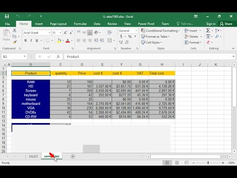 Navigate to the Computer spreadsheet and insert the number 1200.00 € in the cell E4 and the number 625.00 € in the cell E8.
