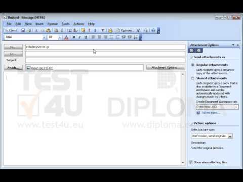 Create a new email message with the subject Image. Find the image.jpg file located in the TEST4UFolder folder on your desktop, attach it to the email and send it to the info@myserver.gr e-mail address.