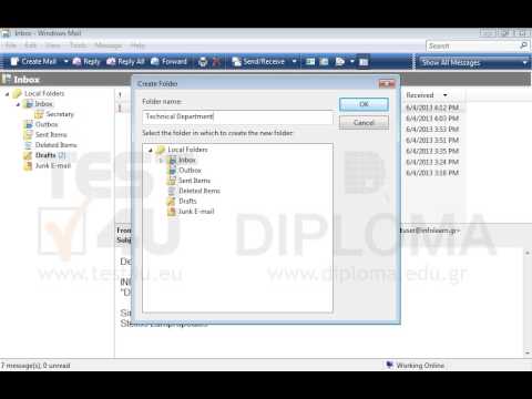 Create a subfolder under the name Technical Department in your Inbox and open it. Create a subfolder under the name Technical Department in your Inbox and open it.