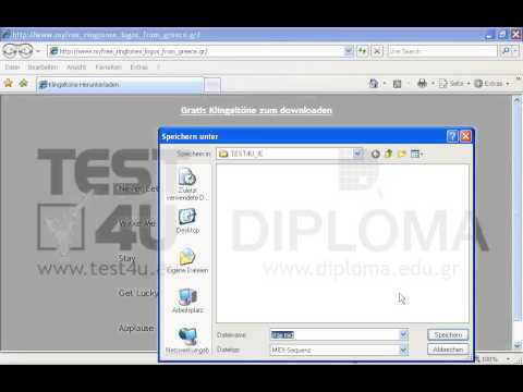 Speichern Sie den auf der Webseite erwähnten Sound Stay im Ordner TEST4U_IE, der sich auf dem Desktop befindet, unter dem vorgeschlagenen Namen. Speichern Sie den auf der Webseite erwähnten Sound Stay im Ordner TEST4U_IE, der sich auf dem Desktop befindet, unter dem vorgeschlagenen Namen.