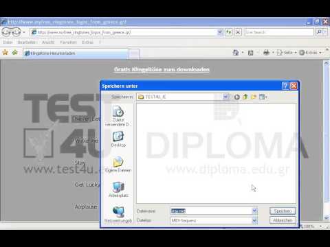 Speichern Sie den auf der Webseite erwähnten Sound Stay im Ordner TEST4U_IE, der sich auf dem Desktop befindet, unter dem vorgeschlagenen Namen. 