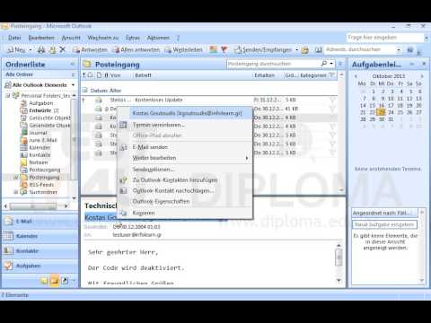 Fügen Sie den Absender mit dem Namen Kostas Goutoudis über die E-Mail mit dem Betreff Technische Abteilung, die sich im Ordner Posteingang befindet, in die Kontaktliste ein. 