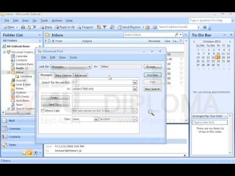 Use the Find command to locate all email messages in your Inbox (and in its subfolders) which display the word Secretary in their subject fields (do not close the Find dialog window). Use the Find command to locate all email messages in your Inbox (and in its subfolders) which display the word Secretary in their subject fields (do not close the Find dialog window).