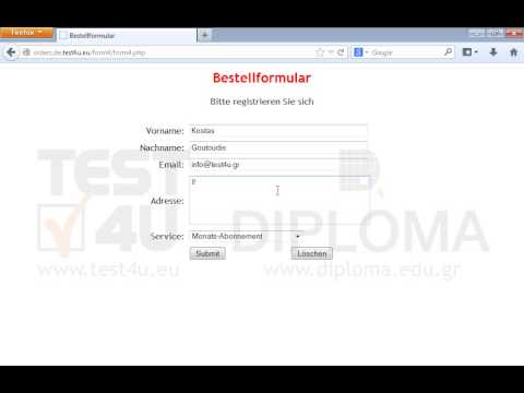 Navigieren Sie zur entsprechenden Seite, um eine Bestellung zu machen. Füllen Sie im Bestellungsformular folgende Daten aus:
Vorname: Kostas
Nachname: Goutoudis
E-Mail: info@test4u.gr
Postanschrift: Pindoustraße 6 
Service: Jährliches Abonnement
Senden Sie dann Ihre Bestellung ab. 