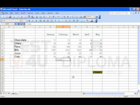 Navigate to the cell E11 of the SALES worksheet and insert there the appropriate function to display the sum of the values of the cell range E6:E9.