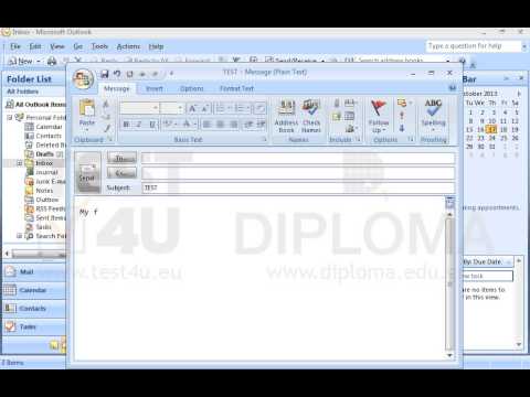 Create a new email message using the word TEST as subject and the text My first exercise in the main body. Then send your email to Stelios Lampropoulos.