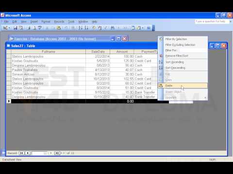 Insert the records of the Sales.dbf file located in the IL-ates\Access folder of your desktop, in the 11111111111 table and create a report similar to the Exercise.pdf file located in the same folder. Make sure the date displayed in the footer is always the current one.