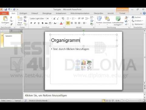 Ändern Sie das Layout der Präsentation auf Titel und Inhalt. Geben Sie als Titel der Folie das Wort Organigramm ein. Fügen Sie auch ein Organigramm ein. Ändern Sie das Layout der Präsentation auf Titel und Inhalt. Geben Sie als Titel der Folie das Wort Organigramm ein. Fügen Sie auch ein Organigramm ein.