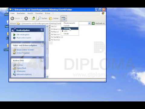 Ändern Sie die Ansicht im aktuellen Ordner Test4UFolder zu Symbole. 