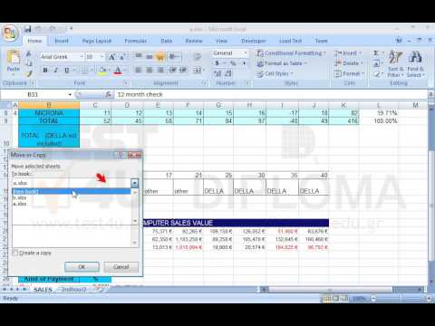 Move the SALES worksheet of the a.xlsx file so that it is displayed first in the b.xlsx file already opened. Move the SALES worksheet of the a.xlsx file so that it is displayed first in the b.xlsx file already opened.