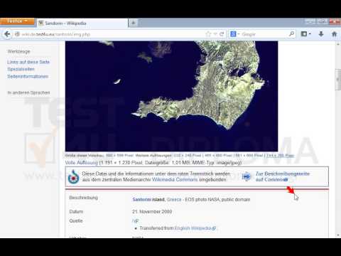 Klicken Sie auf das Bild der Insel Santorin. Speichern Sie dann das Bild in 744 x 768 Pixel im Ordner TEST4UFolder, der sich auf dem Desktop befindet.