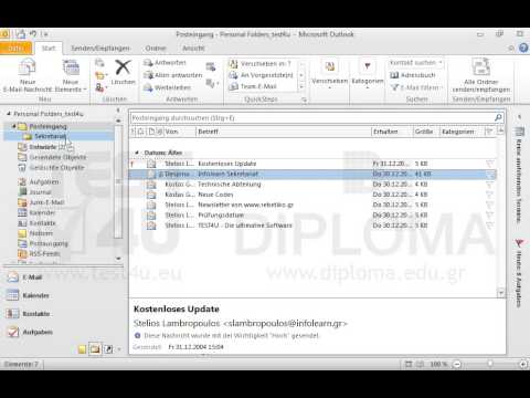 Verschieben Sie die Nachricht mit dem Betreff Infolearn Sekretariat, die sich im Ordner Posteingang befindet, in den Unterordner Sekretariat. 