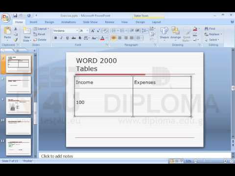 Modify the width and the height of the table which appears on the seventh slide. Modify the width and the height of the table which appears on the seventh slide.