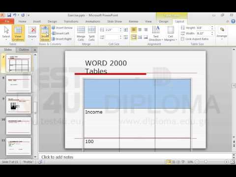 Insert one new column and two rows in the table which appears on the seventh slide. Insert one new column and two rows in the table which appears on the seventh slide.