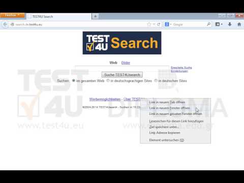 Öffnen Sie in einem neuen Fenster den Link Über TEST4USearch, der sich in der aktuellen Seite befindet. 