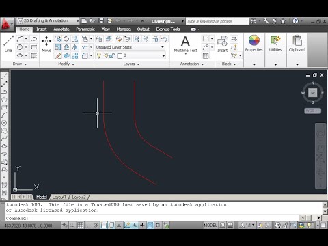 Complete the drawing by adding two ellipses between the two lines at the top and bottom of the drawing. Choose for yourself the dimension of the short axis of the ellipses. Save the drawing.