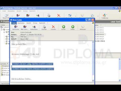 Drucken Sie nur die Codes aus der Nachricht Neue Codes, die sich im Ordner Posteingang befindet, auf dem Standarddrucker. 