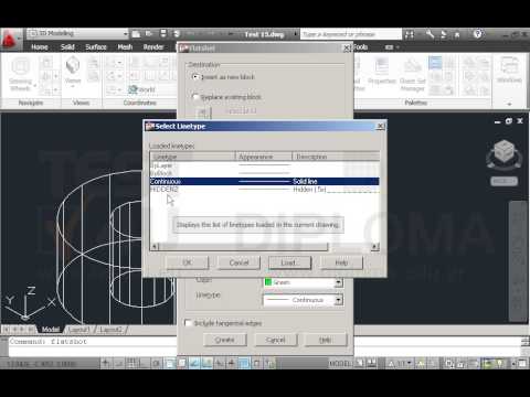 Ανοίξτε το αρχείο με όνομα TEST 15.dwg από τον φάκελο IL-ates\CAD της επιφάνειας εργασίας και δημιουργήστε μια δισδιάστατη απεικόνιση του μοντέλου (Flatshot). Οι γραμμές που δεν θα φαίνονται (obscured lines) να έχουν χρώμα Green και ο τύπος γραμμής να είναι HIDDEN2. 
Το σημείο εισαγωγής της δισδιάστατης απεικόνισης να είναι το (4.5,-6.5). Αποδεχθείτε τις υπόλοιπες προτεινόμενες τιμές.