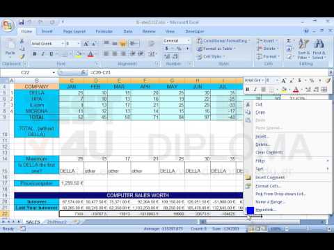 Format the cell range C22:J22 so that the numbers are displayed with a thousand separator and without decimal places. If there are negative numbers, they should be displayed in red color without the negative sign.