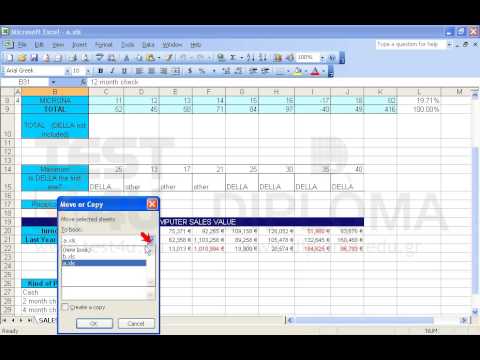 Move the SALES worksheet of the a.xls file so that it is displayed first in the b.xls file already opened.