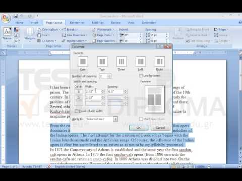 Select the text between From the establishment... and ...presented and apply two columns layout. Set the first column width in 2" and the second column width in 1,2" Select the text between From the establishment... and ...presented and apply two columns layout. Set the first column width in 2" and the second column width in 1,2"