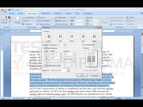 Select the text between From the establishment... and ...presented and apply two columns layout. Set the first column width in 2" and the second column width in 1,2" 