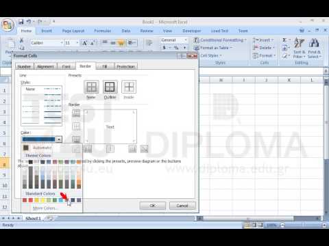 Apply the following formatting to the active worksheet:
Cell B6: Outline border with a thin red continuous line
Cell B8: Right border line and bottom border line (both lines thick, continuous and blue color). Then add a diagonal line from top-left to bottom-right (thick line, continuous and blue color)
Cell B10: Remove the pattern and the background. 