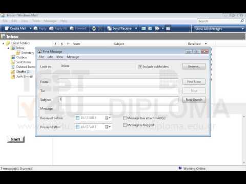 Use the Find tool to search for all email messages appearing in your Inbox (and in its subfolders) and displaying the word Infolearn in their subject field (do not close the Find dialog window). Use the Find tool to search for all email messages appearing in your Inbox (and in its subfolders) and displaying the word Infolearn in their subject field (do not close the Find dialog window).