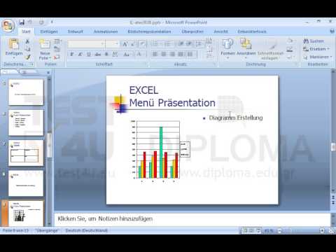 Löschen Sie das Textfeld mit dem Text Diagramm Erstellung aus der Folie EXCEL Menü Präsentation
