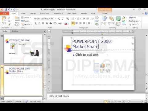 Navigate to the POWERPOINT 2000 slide and insert a new slide in [T=Title and Content] layout. Then enter the text POWERPOINT 2000 Market Share as title of the new slide. 
Apply 44pt font size to the text POWERPOINT 2000 and place it in the 1st line of the title. Then apply 28pt font size to the text Market Share and place it in the 2nd line of the title.