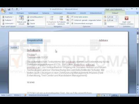 Löschen Sie den Text Computerschule aus der Kopfzeile des Dokuments. 