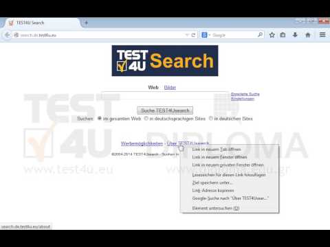 Öffnen Sie in einem neuen Fenster den Link Über TEST4USearch, der sich in der aktuellen Seite befindet. 