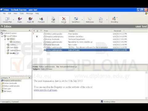 Delete the message with subject Date of Exams located in your Inbox. Delete the message with subject Date of Exams located in your Inbox.