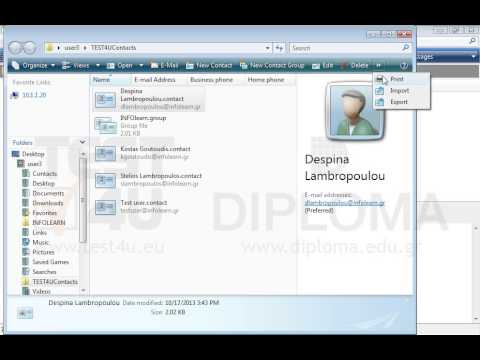 Print the Despina Lambropoulou contact information appearing in Contacts to the default printer.