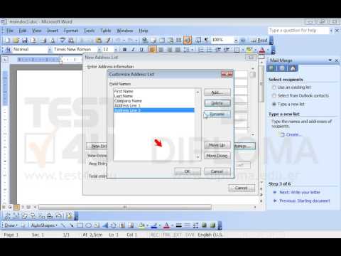 Create a new recipient list with the following fields:
First Name, Last Name
Then enter the following information:
First Name
Last Name
Theodoros
Tzounas
Antonios
Lambropoulos
Nikitas
GoutoudisThen save the recipient list under the name colleagues in IL-ates\Word folder on the desktop.
Create a new recipient list with the following fields:
First Name, Last Name
Then enter the following information:
First Name
Last Name
Theodoros
Tzounas
Antonios
Lambropoulos
Nikitas
GoutoudisThen save the recipient list under the name colleagues in IL-ates\Word folder on the desktop.