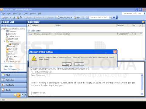 Delete the Secretary subfolder located in your Inbox (moving it to the Deleted items folder).