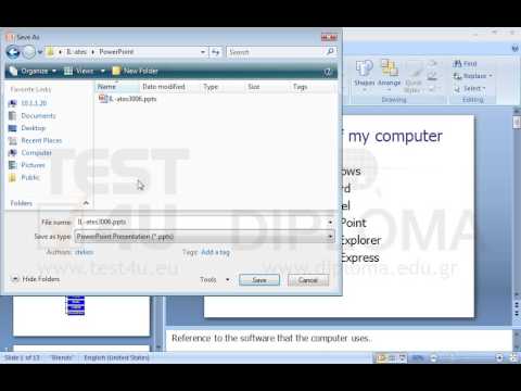 You can see a presentation which is already open. Save it in rtf format under the name forLinux.rtf to the IL-ates\PowerPoint folder on your desktop. You can see a presentation which is already open. Save it in rtf format under the name forLinux.rtf to the IL-ates\PowerPoint folder on your desktop.