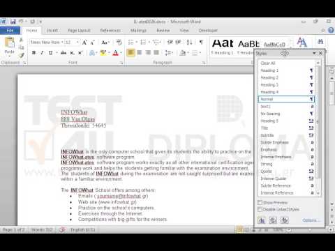 Apply Heading 1 style to the first paragraph with the text (INFOWhat). Apply Heading 1 style to the first paragraph with the text (INFOWhat).
